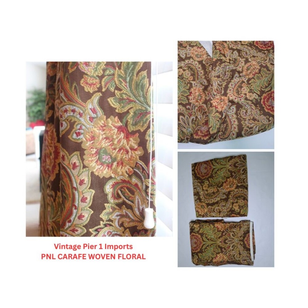 Pier 1 Imports Vintage Curtain Panel (2) PNL CARAFE WOVEN FLORAL 54x84 Floral